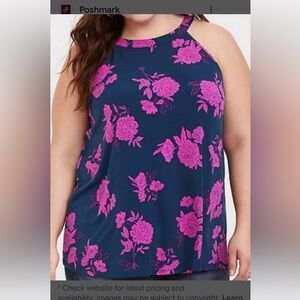 Torrid Navy and Pink Floral Tunic